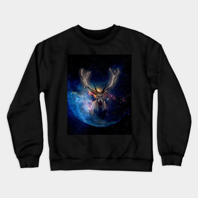 Deer Power Animal Crewneck Sweatshirt by Bluepress